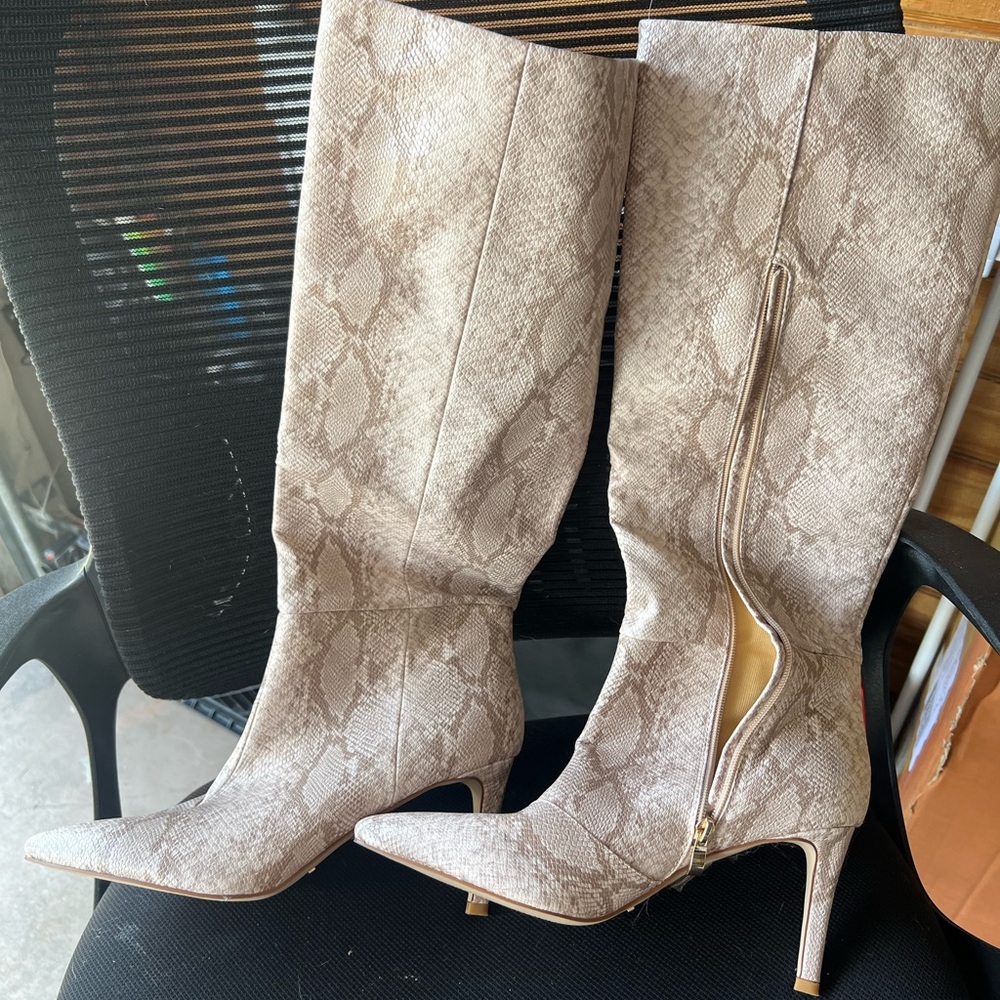 Snakeskin Knee-High Boots